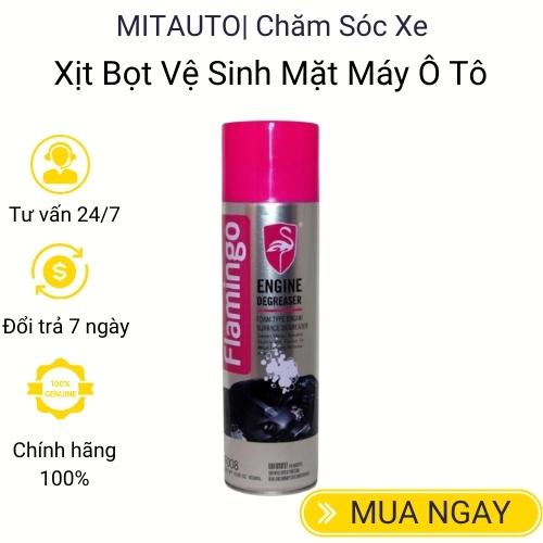 Bình xịt vệ sinh khoang máy động cơ ô tô mặt máy xe hơi dạng xịt bọt tẩy rửa mặt máy dễ dàng an toàn Flamingo Mitauto