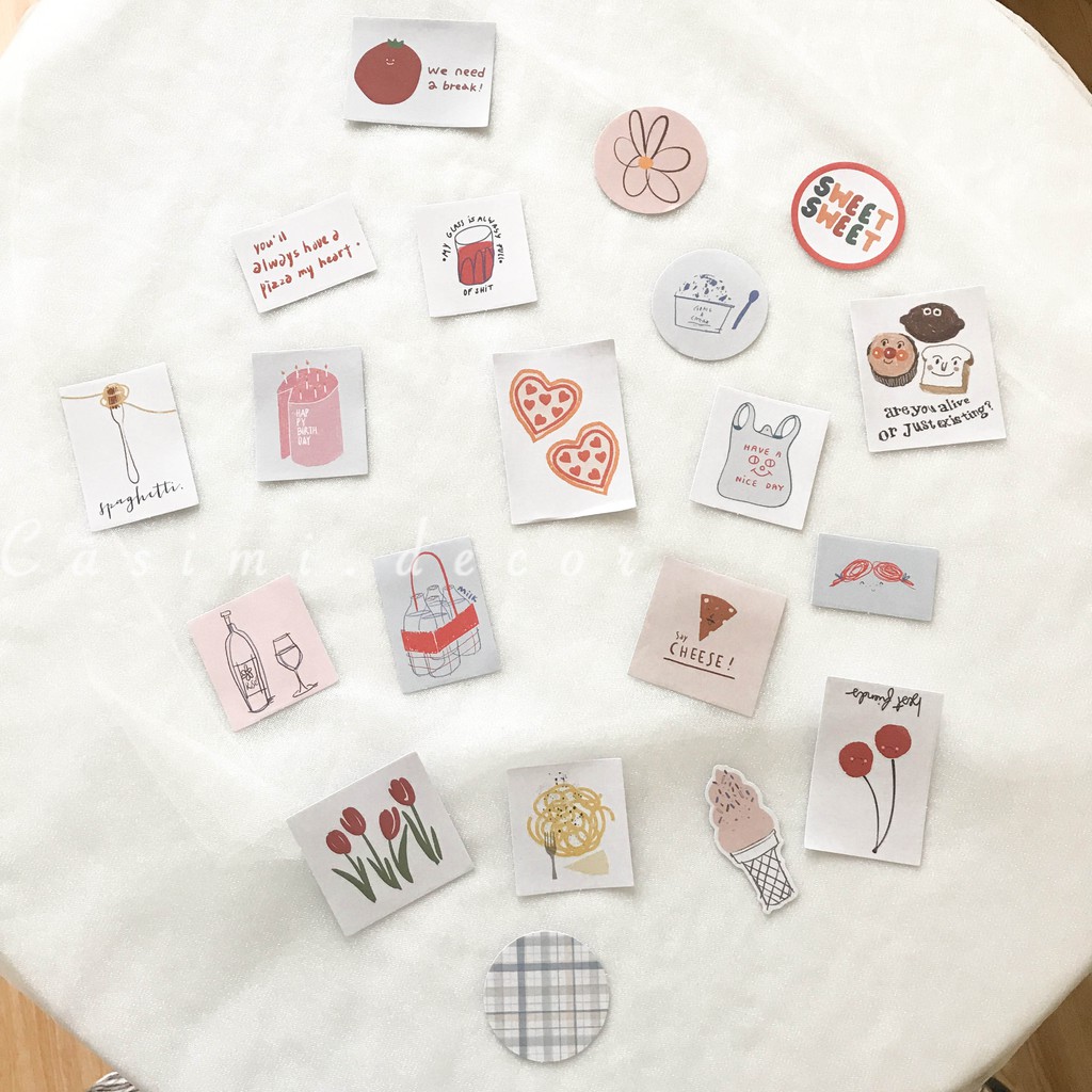 20 STICKERS MULBERRY dán sổ tay trang trí ốp điện thoại laptop nhiều mẫu dễ thương Casimi Decor