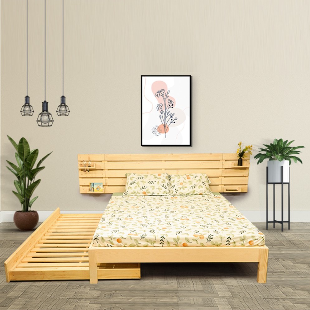 Giường ngủ gỗ headboard kèm giường kéo ⚡ GIÁ XƯỞNG ⚡ 1m2_1m4_1m6_1m8 (kèm phụ kiện)