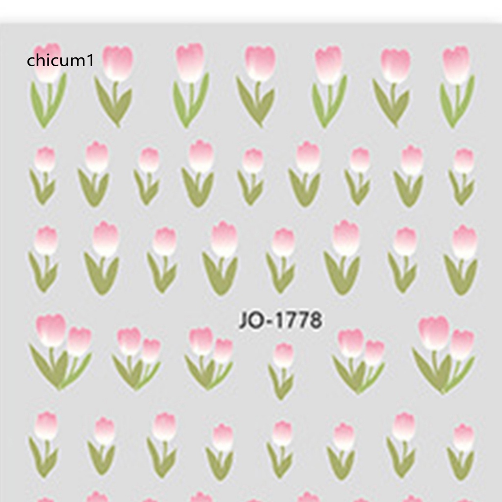 Miếng Dán Trang Trí Móng Tay Hình Hoa Tulip Xinh Xắn