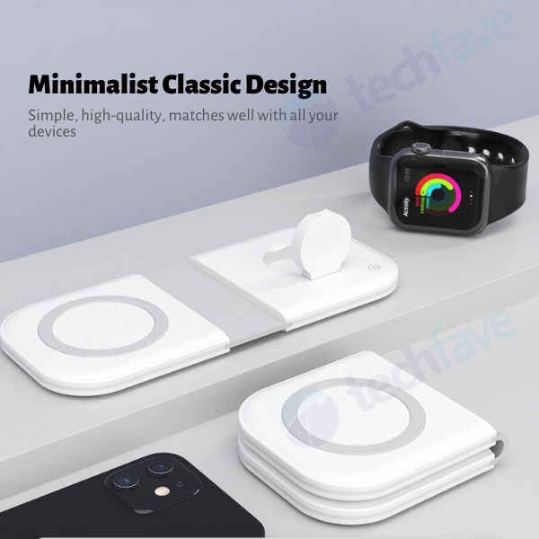 Đế sạc nhanh không dây 2 trong 1 MagSafe Duo gấp gọn/tắt cho iPhone/AirPods/Apple mới