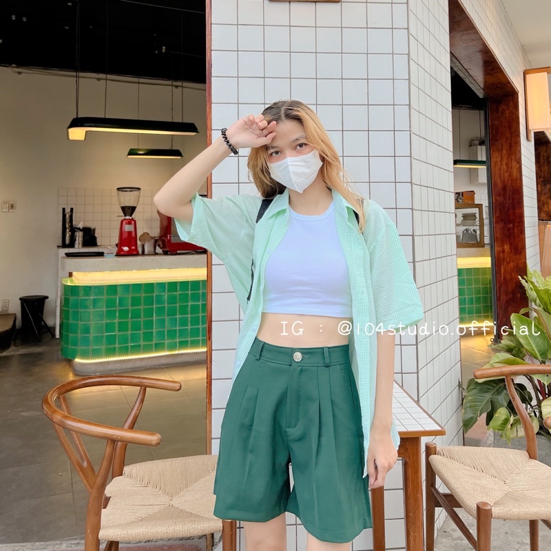 Áo sơ mi sọc chất xốp mỏng tay ngắn mã 333 | BigBuy360 - bigbuy360.vn