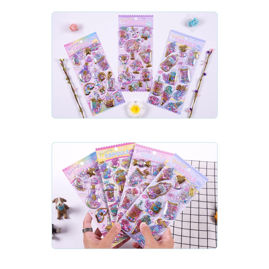 Bộ Sticker 3D Hình Viên Thuốc Con Nhộng Dễ Thương