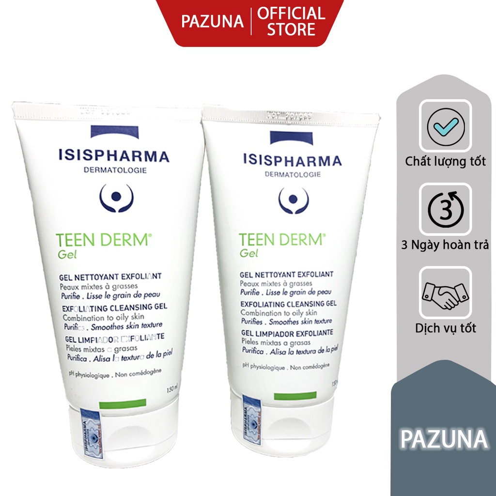 Sữa rửa mặt Isis Pharma Teen Derm Gel 150ml dành cho da mụn nhạy cảm giảm mụn chính hãng dưỡng da mặt hỗ trợ cho da khô