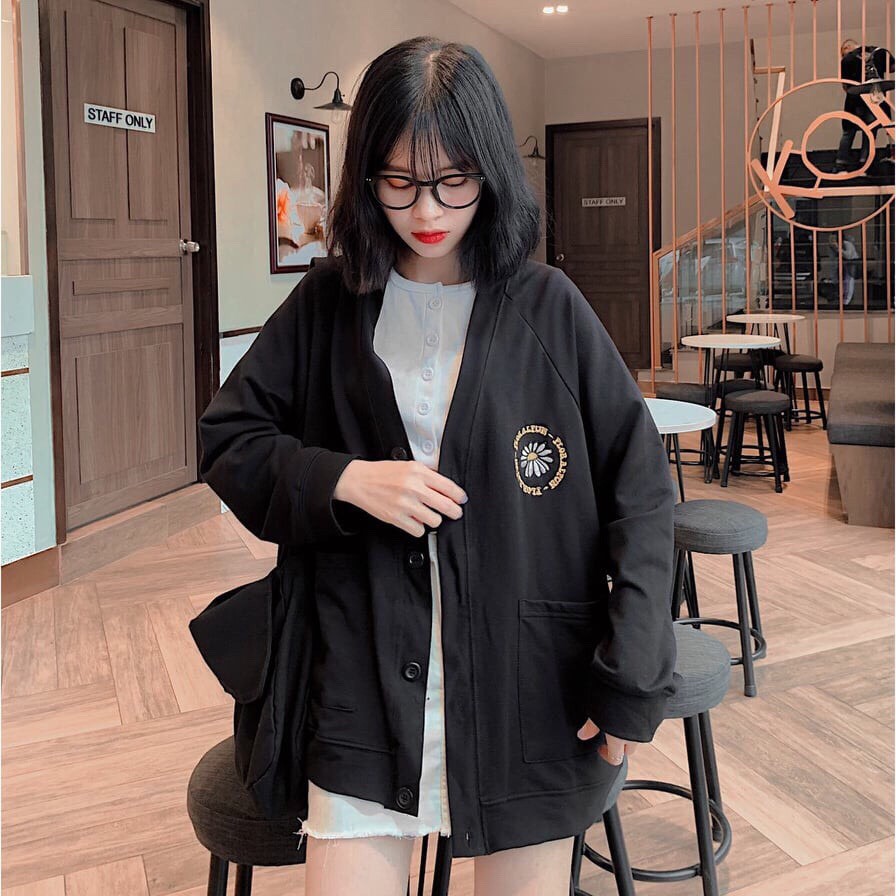 Áo khoác cardigan nỉ Foral - Áo cardigan nữ basic unisex form rộng siêu xinh | BigBuy360 - bigbuy360.vn