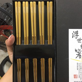 Set 5 đôi đũa inox đăc ruôt Nhật Bản (màu vàng)