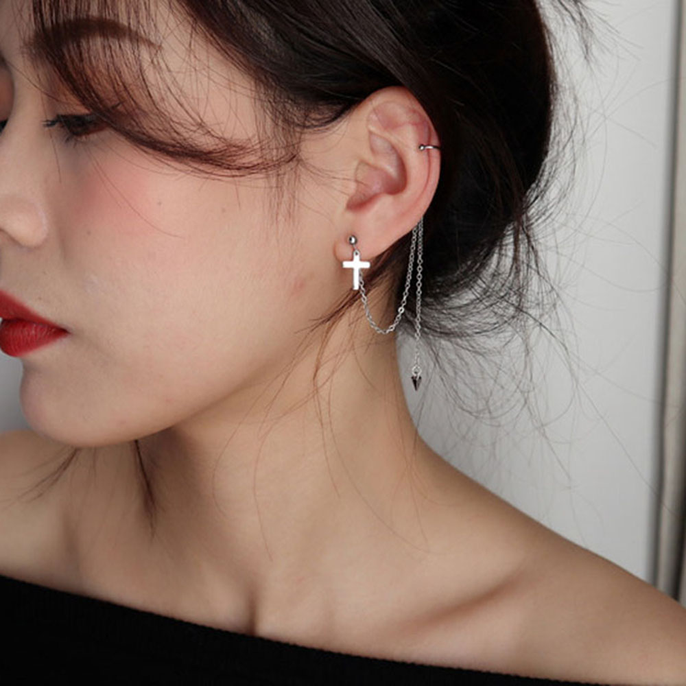 Hoa Tai Dáng Dài Mặt Hình Thánh Giá Thời Trang