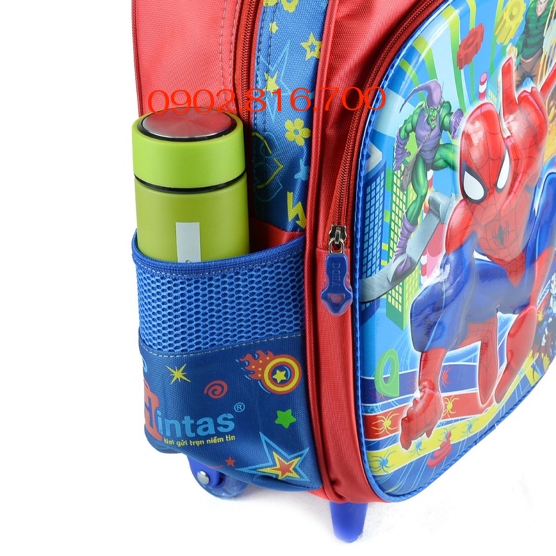 Balo cần kéo đi học tháo ráp được cho bé trai tiểu học cấp 1 hình siêu nhân nhện Spiderman - HINTAS - HUDUY
