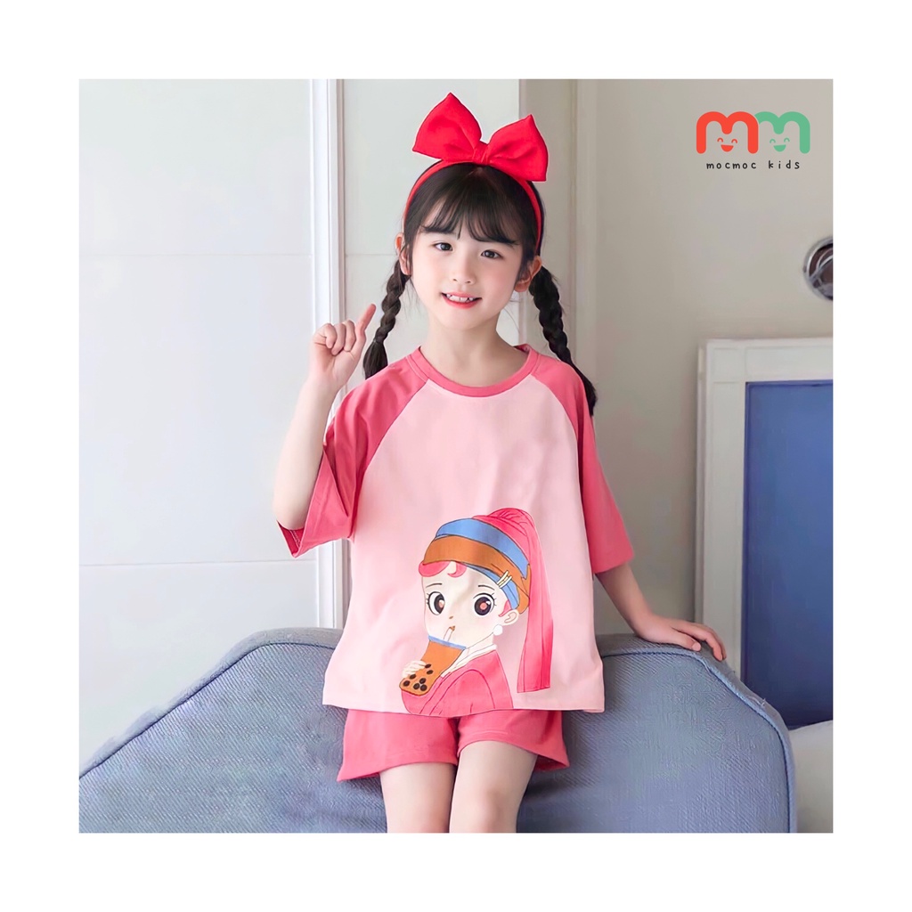 Đồ bộ bé gái size đại cồ mặc nhà thun cotton cao cấp mềm mát, co dãn thoải mái cho bé 25kg đến 63kg