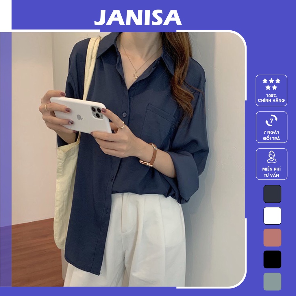 Áo sơ mi nữ form rộng tay dài công sở áo kiểu đẹp JANISA SM01