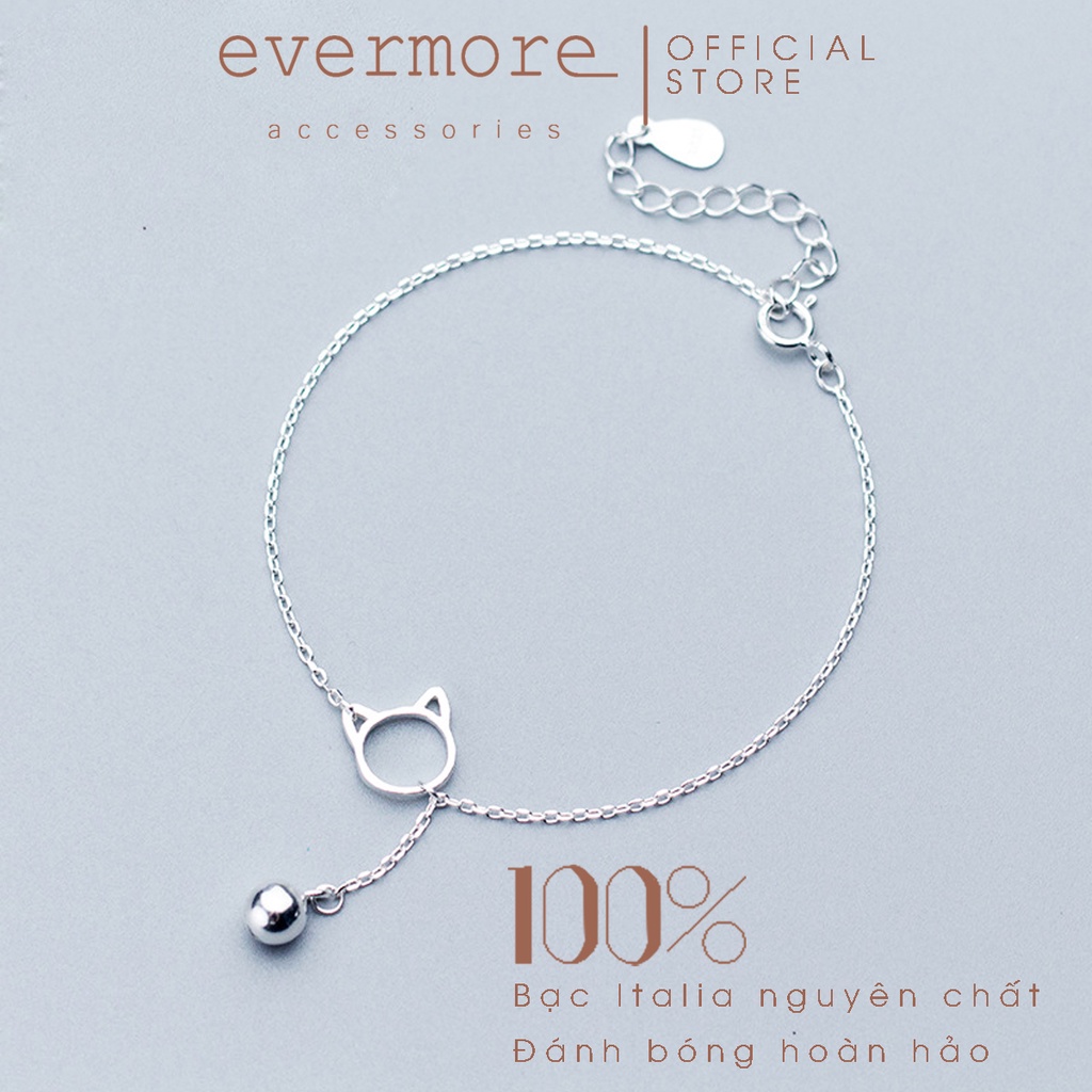 Vòng tay bạc EVERMORE, lắc tay chuông mèo bạc Ý 925 nguyên chất, phong cách thanh lịch, minimalism L003