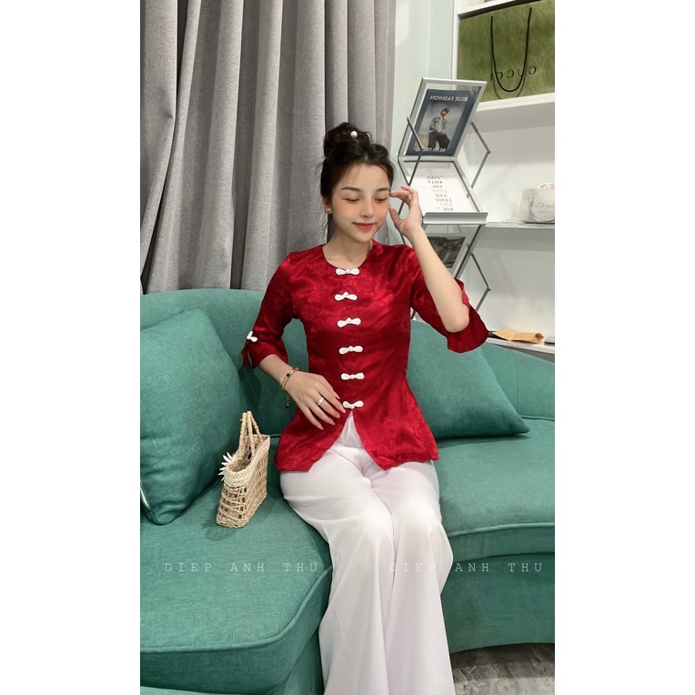 ÁO BÀ BA LỤA GẤM TAY XÒE