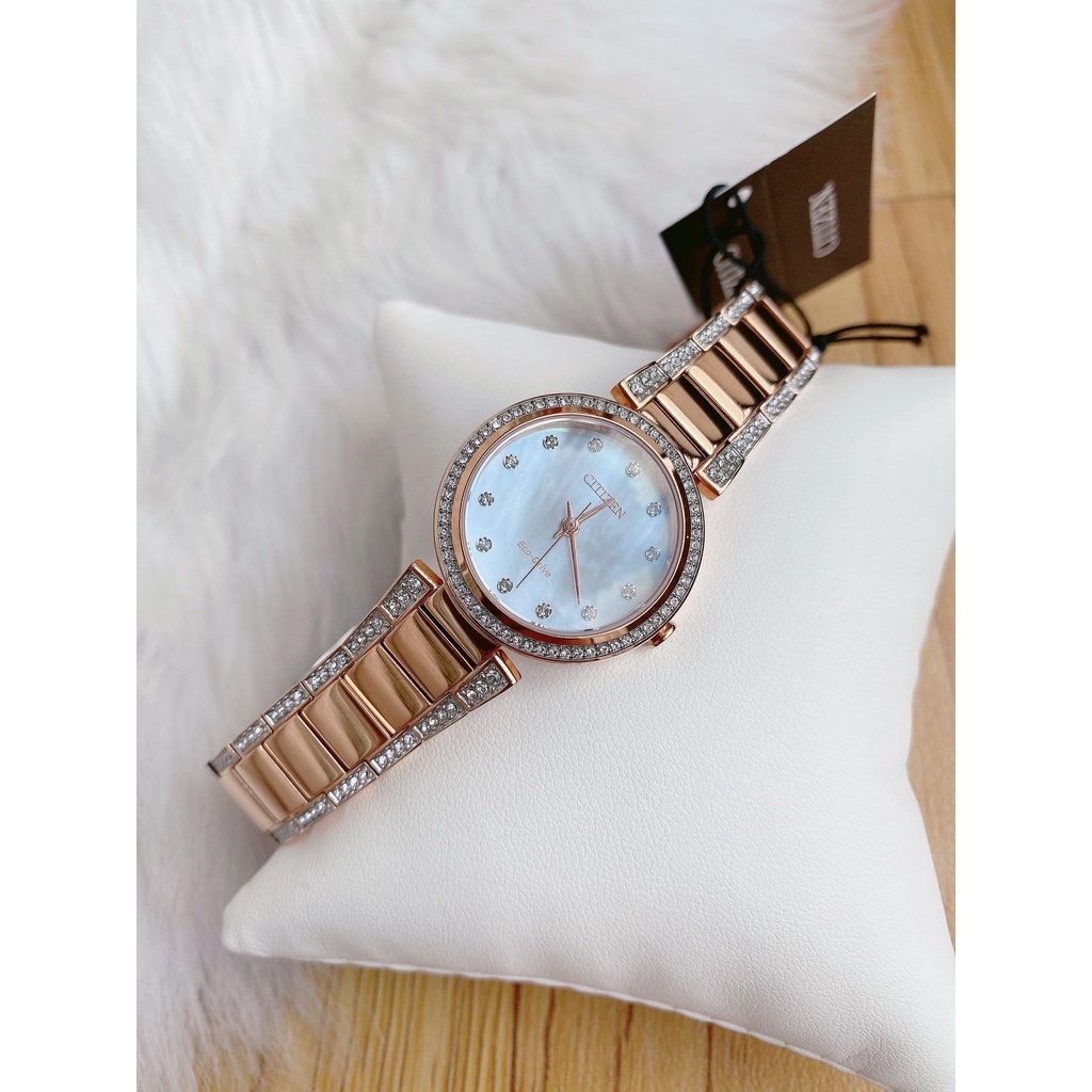 Đồng hồ nữ chính hãng Citizen EM0843-51D - Máy quartz pin năng lượng ánh sáng - Kính cứng
