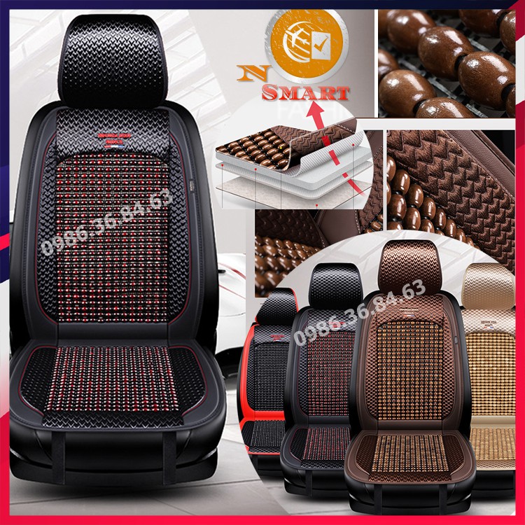 Tựa lưng lót ghế hạt gỗ chống nóng, trượt và massage cao cấp dùng được cho ô tô, xe hơi, văn phòng xe khách, xe tải