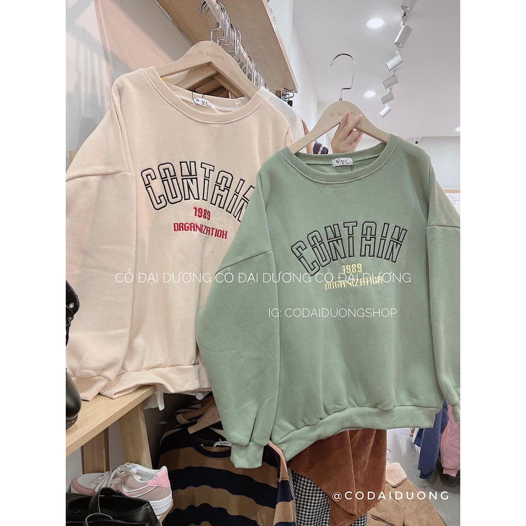 Áo Sweater nỉ Contain 1989 Form Rộng Ulzang