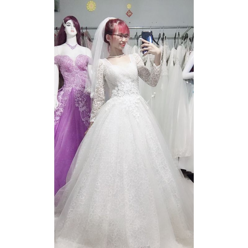Váy cưới free size eo 50-76