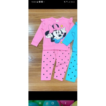 Bộ dài tay bé gái mickey