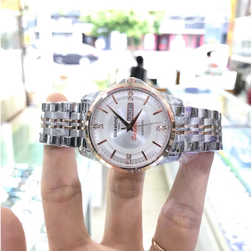 Đồng hồ Nam SUNRISE 1198SAD full hộp, thẻ chính hãng, kính sapphire chống xước