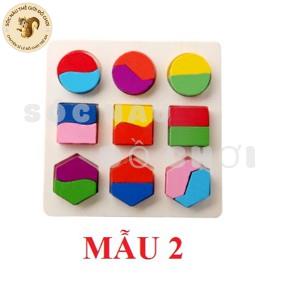 Đồ chơi bảng lắp ghép hình học gỗ montessori an toàn giúp bé phát triển tư duy trí tuệ hình khối Sóc Nâu