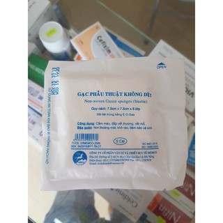 Gạc y tế - Phẫu thuật không dệt gói 5 miếng ( 7,5cm x 7,5cm x 6 lớp )