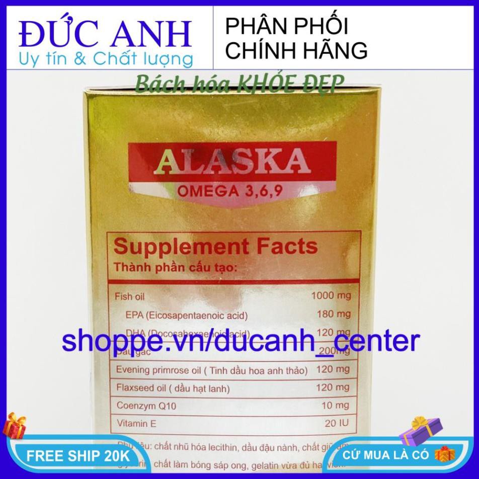 Viên dầu cá Alaska Omega 369 giúp tăng cường thị lực, tăng sức khỏe tim mạch - Chai 100 viên