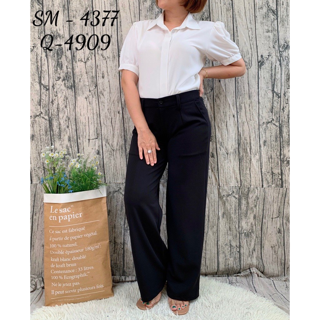 SALE 4909 Quần Culottes BIG SIZE ống suông phía sau lưng thun