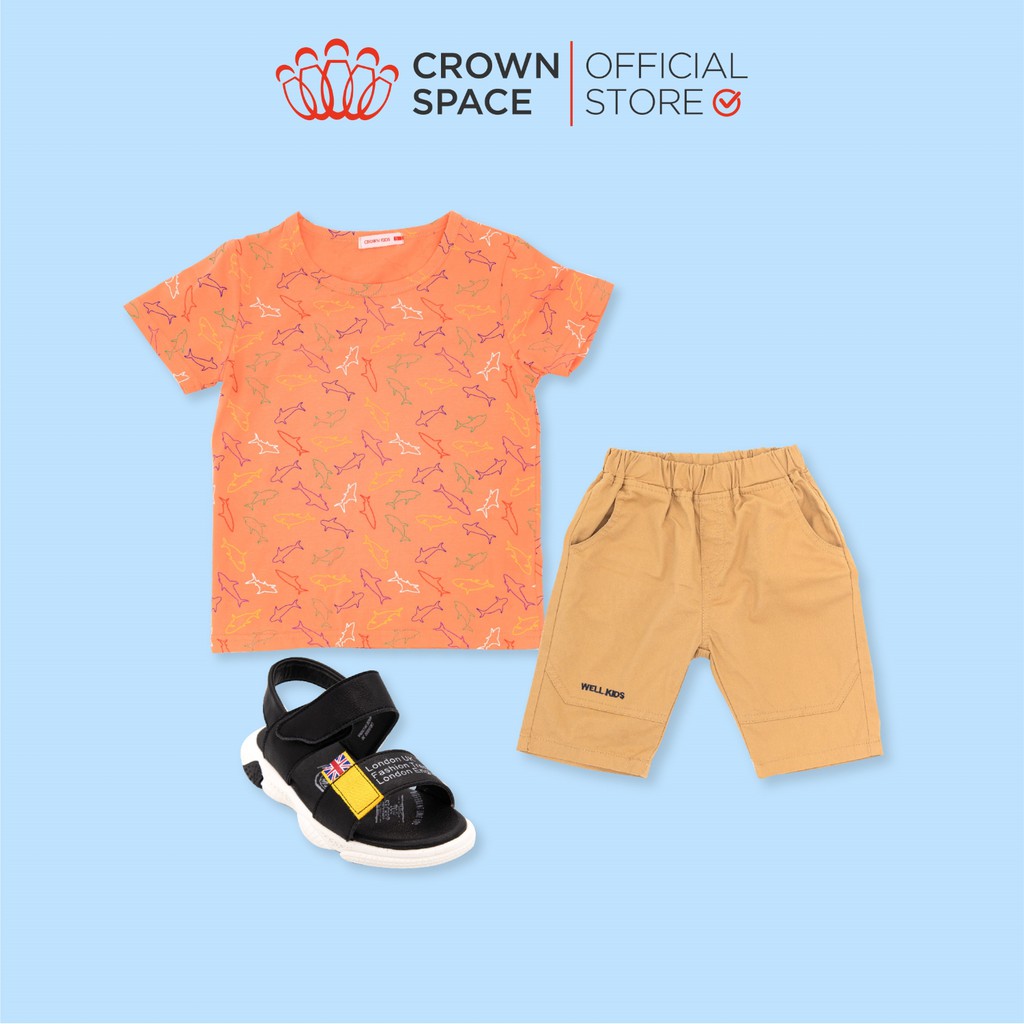 Set Quần Áo Tone Sur Tone Bé Trai Chính Hãng Crown Kids Mùa Hè Năng Động Gồm Áo Và Quần 03