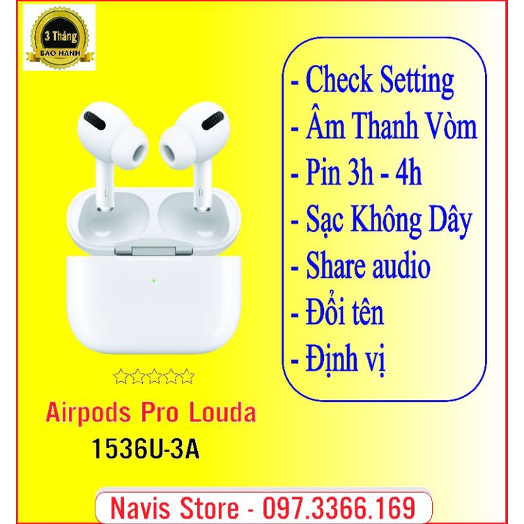 Tai nghe Bluetooth Airpods Pro Louda chip 1536U Check Setting - Đổi Tên - Định Vị - Âm Thanh Cực Hay - Navis PK