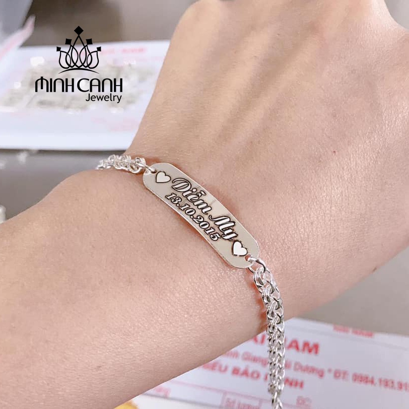 Lắc Thẻ Bạc Khắc Tên Cho Bé - Minh Canh Jewelry
