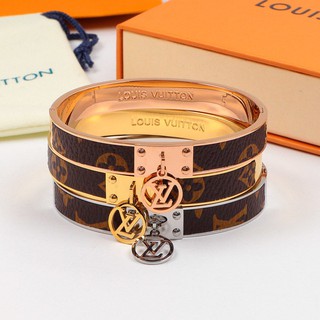 Vòng Đeo Tay Da LOGO LV 316L Bằng Thép Titan Chất Lượng Cao Cho Cặp Đôi