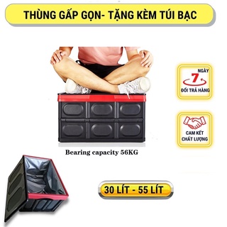 Thùng đựng đồ co giãn nhựa cứng dung tích 56 lít dành cho xe ô tô shopaha247 + tặng kèm túi