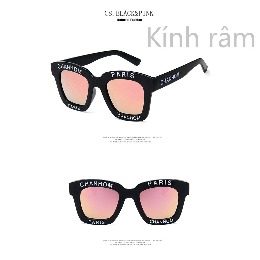 Kính mát vuông gọng kim loại phong cách retro