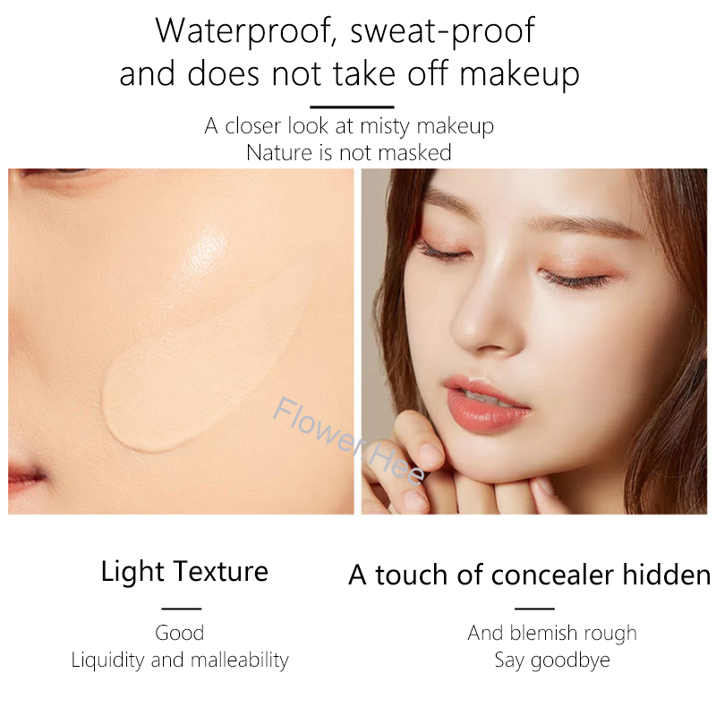 「Flower.Hee」Clear concealer liquid foundation, moisturizing oil control, invisible pores, concealing blemishes, acne marks, dark circles, nude makeup foundation, BB cream