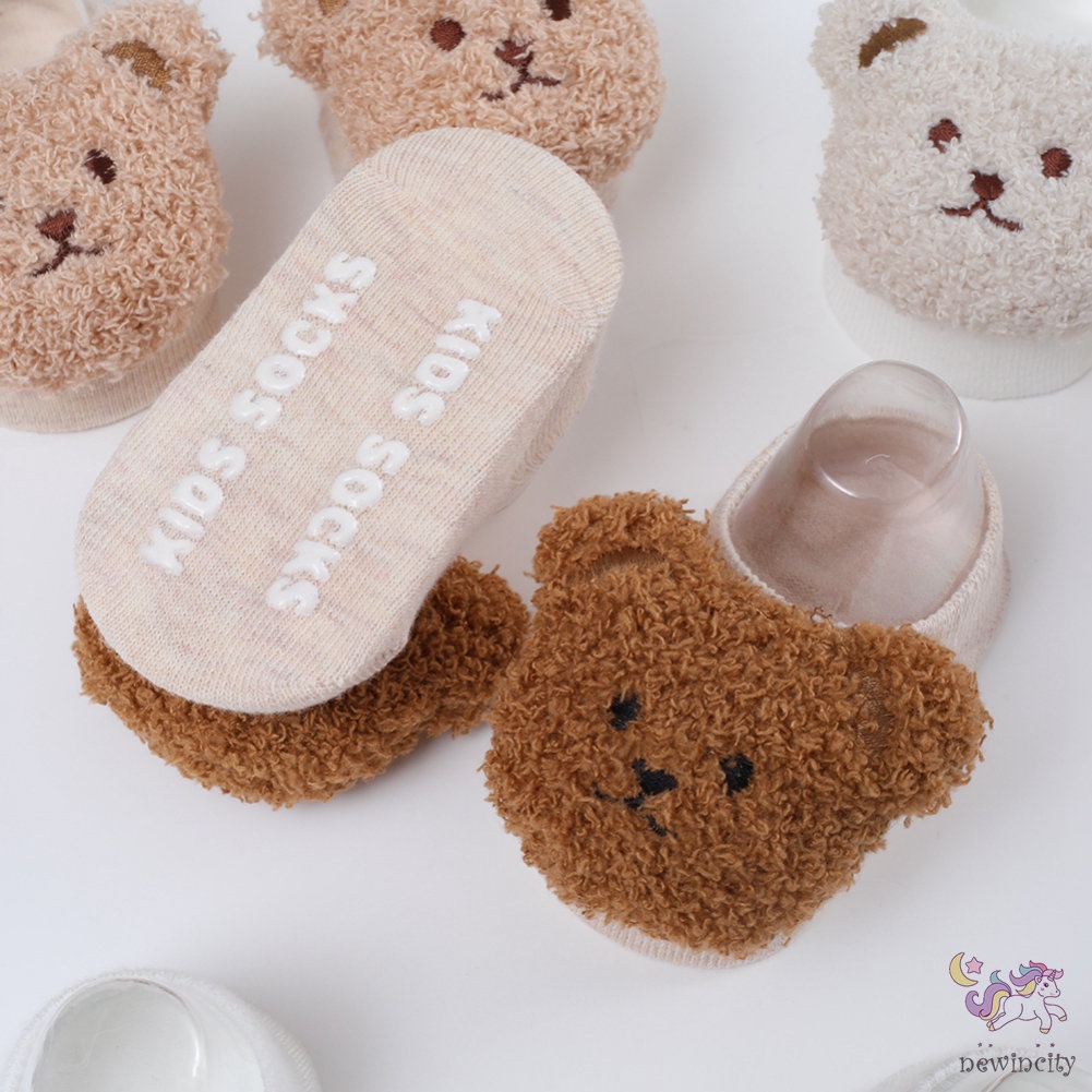 Tất Chống Trượt Hình Gấu Hoạt Hình Phong Cách Hàn Quốc Cho Trẻ Em