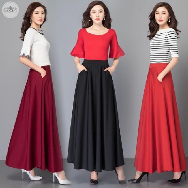 Chân Váy Maxi Dáng Chữ A Màu Trơn Lưng Cao Có Túi Phong Cách Cổ Điển Thời Trang Mùa Hè Cho Nữ | BigBuy360 - bigbuy360.vn