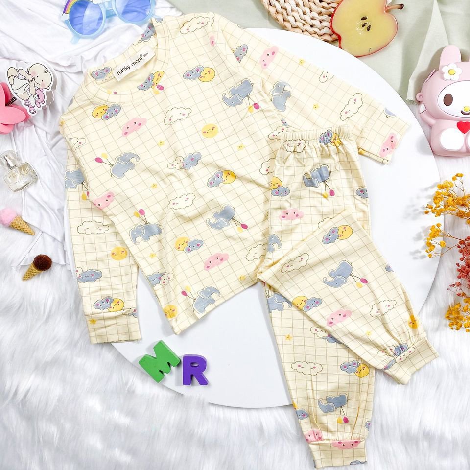 Bộ Thun Lạnh Thu Đông Dài Tay Gấu Brown Bé Trai Bé Gái  Size 8-18kg 💖 Thiết Kế Cạp Cao Giữ Ấm Tốt Cho Bé Khi Ngủ