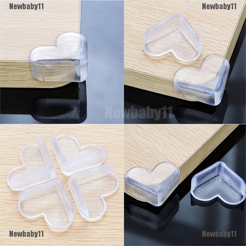 Set 4 Miếng Bọc Cạnh Bàn Bằng Silicon Hình Trái Tim Bảo Vệ An Toàn Cho Bé