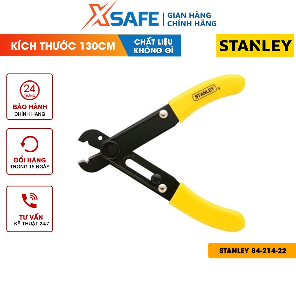 Kềm tuốt dây STANLEY 84-214-22 130mm Kìm tuốt dây Stanley thép cao cấp, chóng gỉ, chống ăn mòn, tay cầm bọc nhựa êm