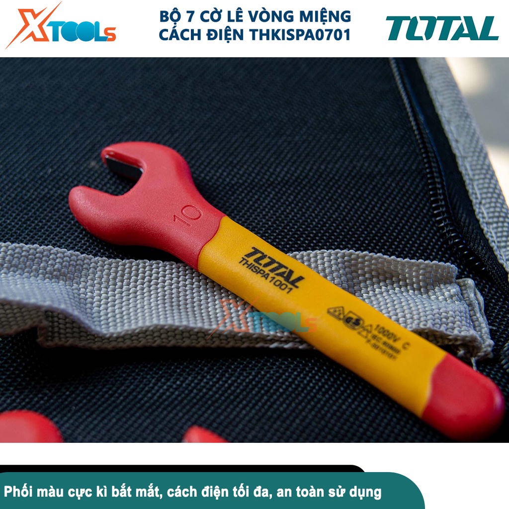 Bộ cờ lê cách điện 7 chi tiết THKISPA0701, cách điện lên tới 1000V, gồm các size 8mm - 19mm [CHÍNH HÃNG][XTOOLS]