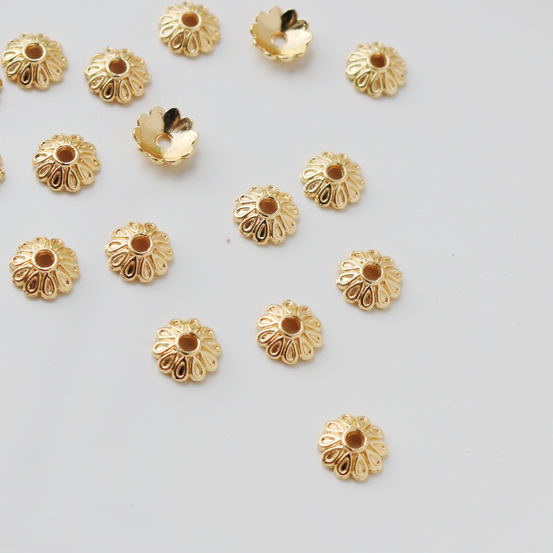 Hoa Cúc Giả Màu Vàng Đồng 14k Kích Thước 8mm Dùng Làm Trang Sức Thủ Công diy