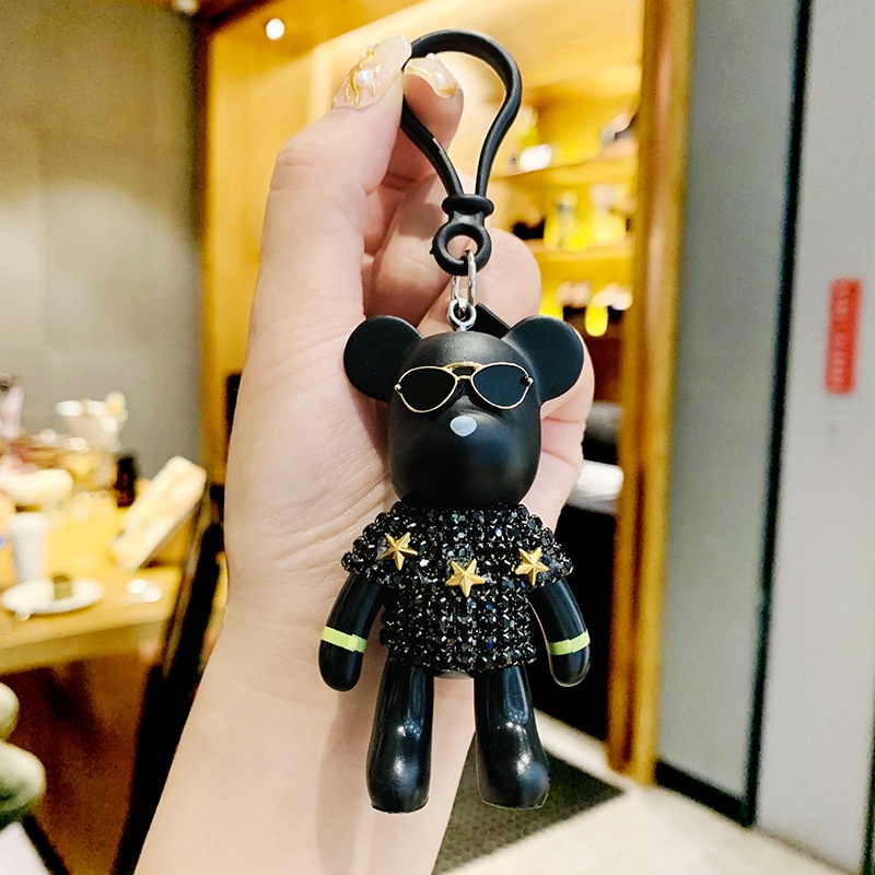 Móc Khóa BEARBRICK Cao Cấp, Móc Khóa Phụ Kiện,Ô tô, Túi Xách-Freeship-Gấu Bearbrick đính đá cao cấp