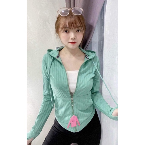 Áo Khoác Nữ Thun sọc đua 6 túi - 40kg đến 57kg