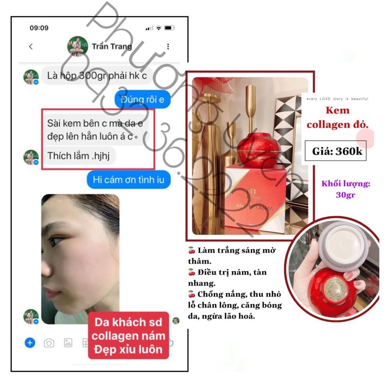Kem face collagen đỏ Mwhite hủ 30gr