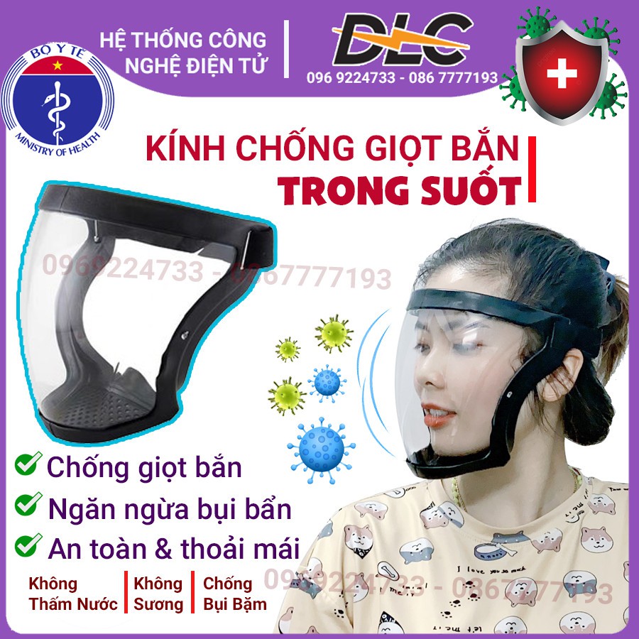 [GIẢM GIÁ MÙA DỊCH] Kính Chắn Giọt Bắn Face Shield 🚚 FREESHIP 🚚 Kính Chắn Giọt Bắn Chống Bụi, Dịch Phủ Nano