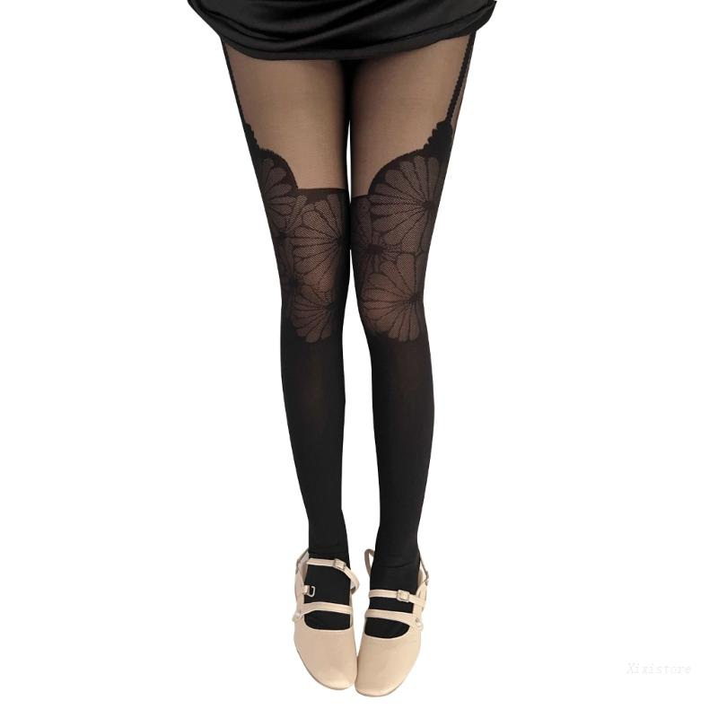 XIXI Quần Tất Giả Nịt Bít Tất Họa Tiết Hoa Màu Đen Gợi Cảm Thời Trang Mùa Thu Cho Nữ