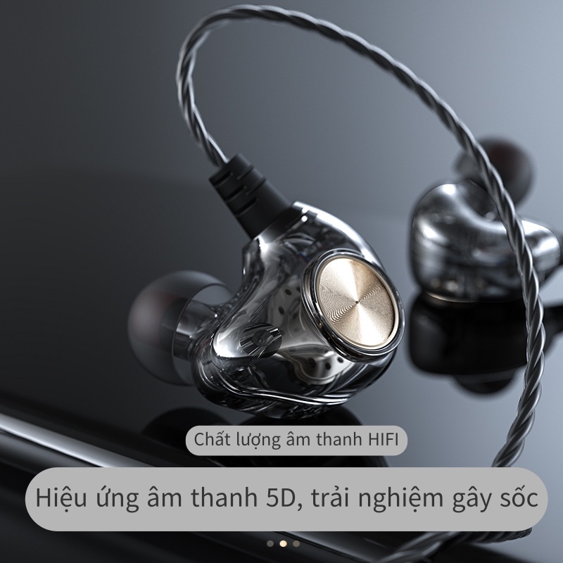 Tai nghe in-ear có dây 3.5mm bao quanh thiết kế tai Nút tai nghe nhạc thể thao âm trầm nặng HIFI