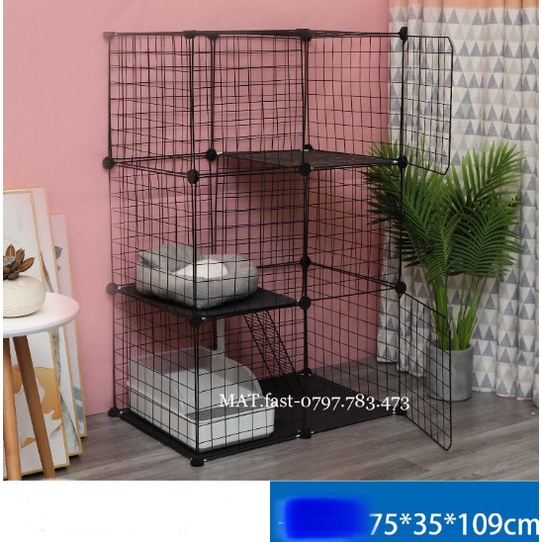 Chuồng mèo lưới sắt sơn tĩnh điện 2-3 tầng