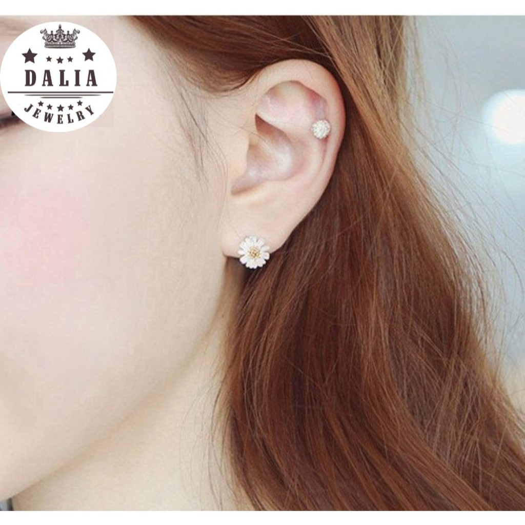 Khuyên tai bông hoa cúc họa mi bạc thật 925 DaLiA Jewelry bông tai bạc chuẩn cho nàng