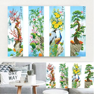 Tranh Đính Đá Tứ Quý Tùng Cúc trúc mai LV340 Kích thước 136cmx90cm