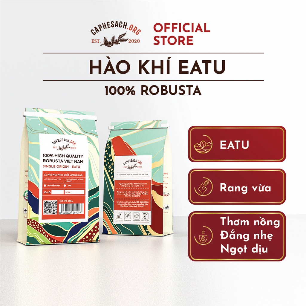 Cà phê pha phin Robusta 250g - EATU - Caphesach.org